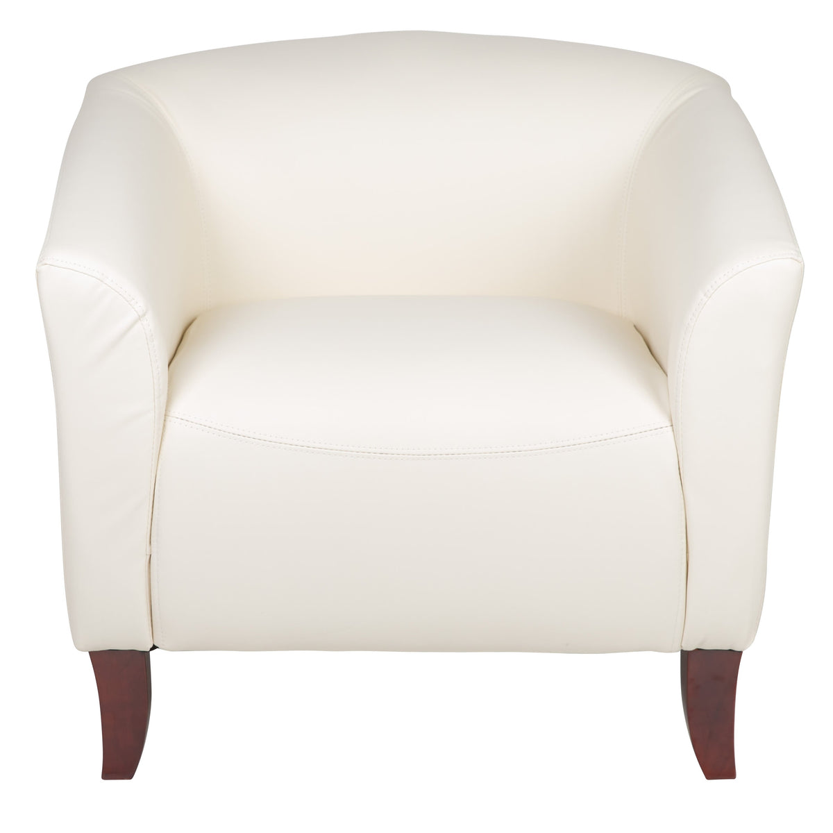 Ivory |#| Ivory LeatherSoft Chair with Cherry Wood Feet - Lobby or Guest Seating