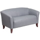 Gray |#| Gray LeatherSoft Loveseat w/ Cherry Wood Feet - Reception or Home Office Seating