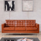 Cognac |#| Button Tufted Cognac LeatherSoft Sofa with Integrated Stainless Steel Frame