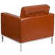 Cognac |#| Button Tufted Cognac LeatherSoft Chair with Integrated Stainless Steel Frame