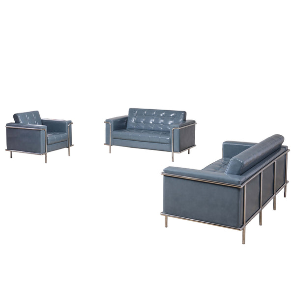 Gray |#| Gray LeatherSoft Double Stitch Detail Reception Set with Encasing Frame