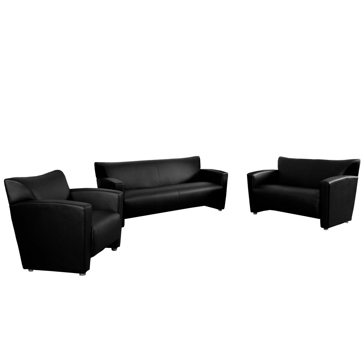 Black |#| Reception Set with Extended Panel Arms - Hospitality or Lounge Seating