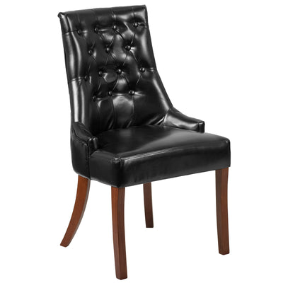 HERCULES Paddington Series Tufted Chair with Curved Mahogany Legs