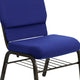 Navy Blue Fabric/Gold Vein Frame |#| 18.5inchW Church Chair in Navy Blue Fabric with Book Rack - Gold Vein Frame