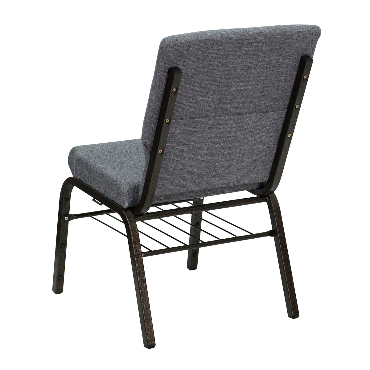 Gray Fabric/Gold Vein Frame |#| 18.5inchW Church Chair in Gray Fabric with Book Rack - Gold Vein Frame