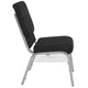Black Fabric/Silver Vein Frame |#| 18.5inchW Church Chair in Black Fabric with Book Rack - Silver Vein Frame