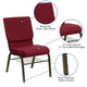 Burgundy Fabric/Gold Vein Frame |#| 18.5inchW Church Chair in Burgundy Fabric with Book Rack - Gold Vein Frame
