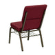 Burgundy Fabric/Gold Vein Frame |#| 18.5inchW Church Chair in Burgundy Fabric with Book Rack - Gold Vein Frame