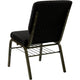 Black Dot Patterned Fabric/Gold Vein Frame |#| 18.5inchW Church Chair in Black Dot Patterned Fabric w/Book Rack - Gold Vein Frame