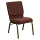 Brown Fabric/Gold Vein Frame |#| 18.5inchW Stacking Church Chair in Brown Fabric - Gold Vein Frame