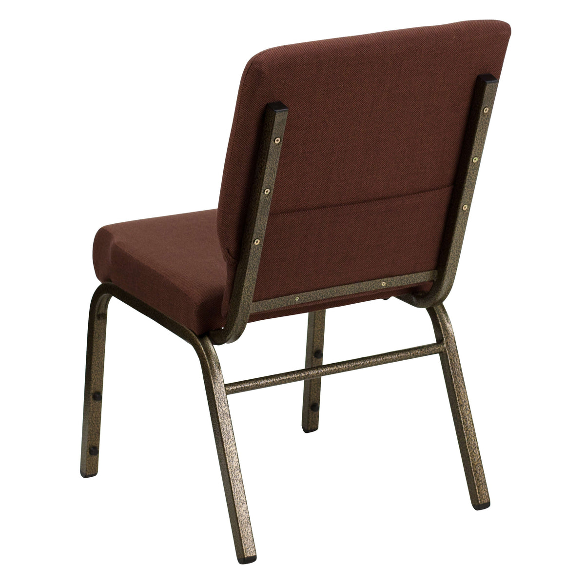 Brown Fabric/Gold Vein Frame |#| 18.5inchW Stacking Church Chair in Brown Fabric - Gold Vein Frame