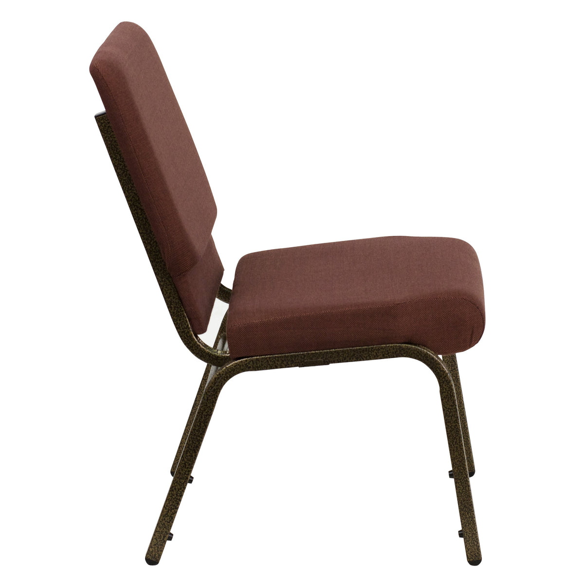 Brown Fabric/Gold Vein Frame |#| 18.5inchW Stacking Church Chair in Brown Fabric - Gold Vein Frame
