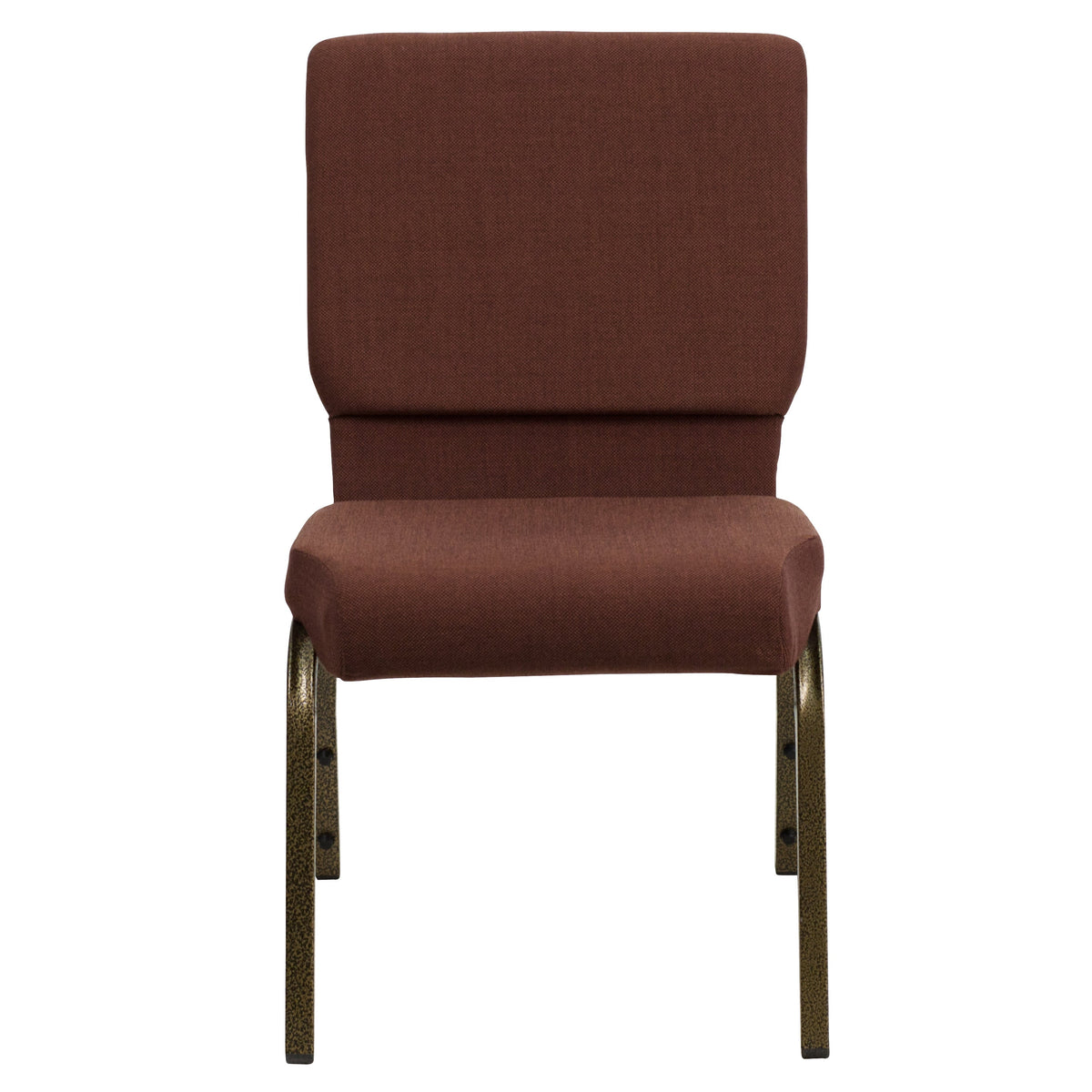 Brown Fabric/Gold Vein Frame |#| 18.5inchW Stacking Church Chair in Brown Fabric - Gold Vein Frame