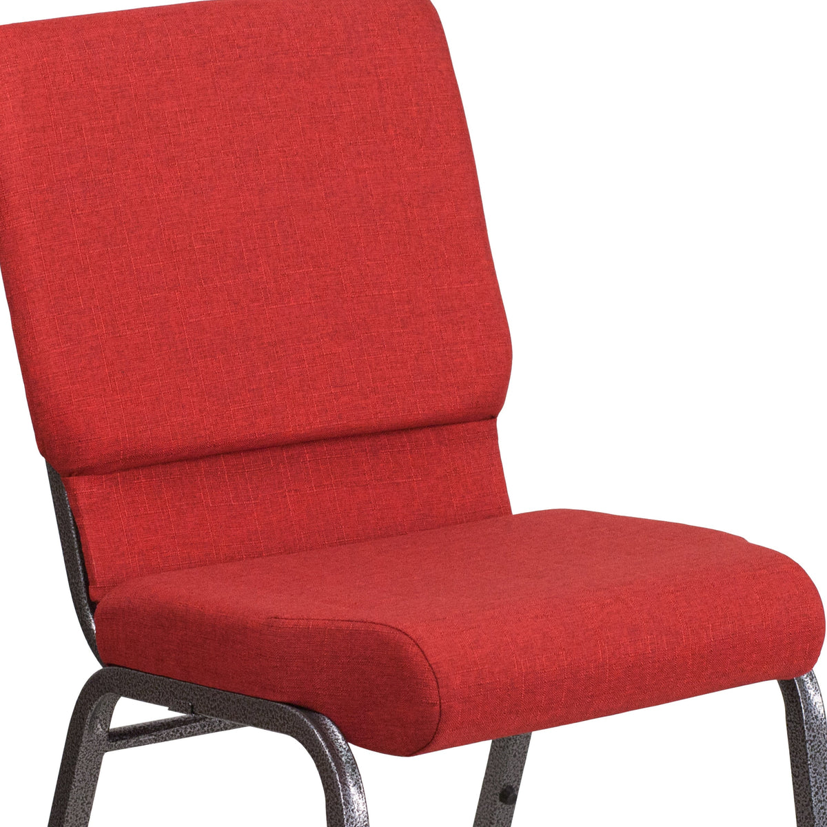 Red Fabric/Silver Vein Frame |#| 18.5inchW Stacking Church Chair in Red Fabric - Silver Vein Frame