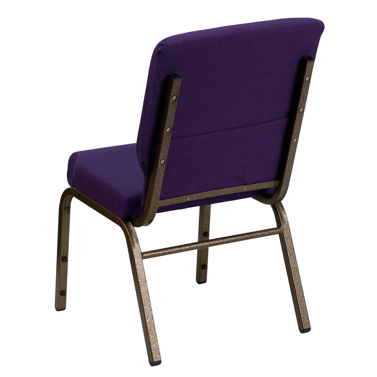 Royal Purple Fabric/Gold Vein Frame |#| 18.5inchW Stacking Church Chair in Royal Purple Fabric - Gold Vein Frame
