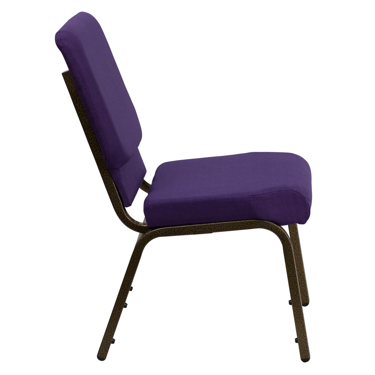 Royal Purple Fabric/Gold Vein Frame |#| 18.5inchW Stacking Church Chair in Royal Purple Fabric - Gold Vein Frame