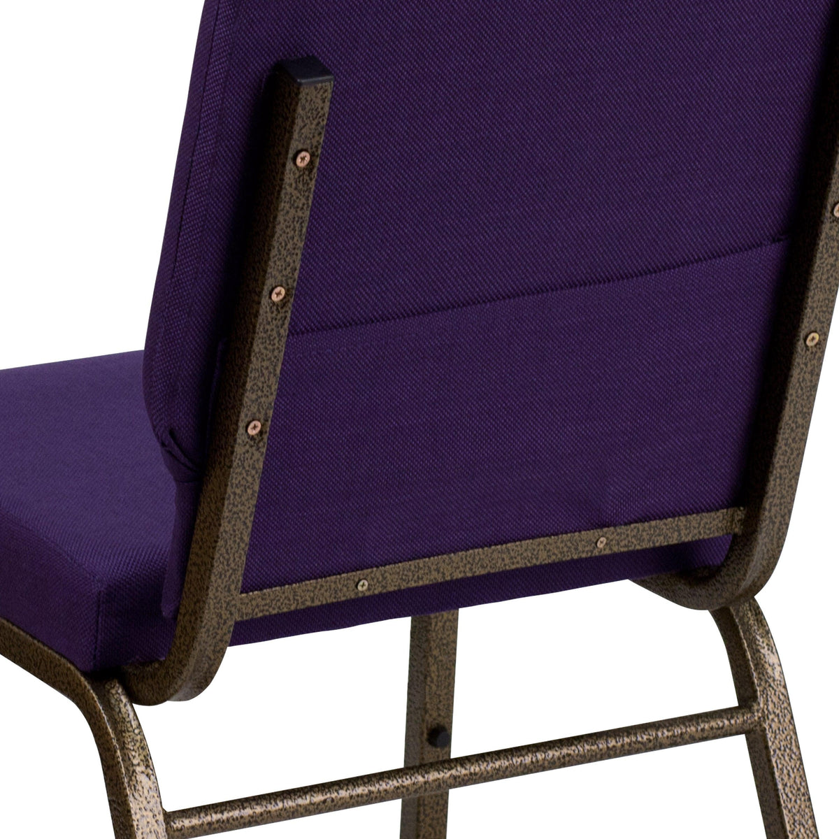 Royal Purple Fabric/Gold Vein Frame |#| 18.5inchW Stacking Church Chair in Royal Purple Fabric - Gold Vein Frame