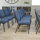 Blue Fabric/Gold Vein Frame |#| 18.5inchW Stacking Church Chair in Blue Fabric - Gold Vein Frame