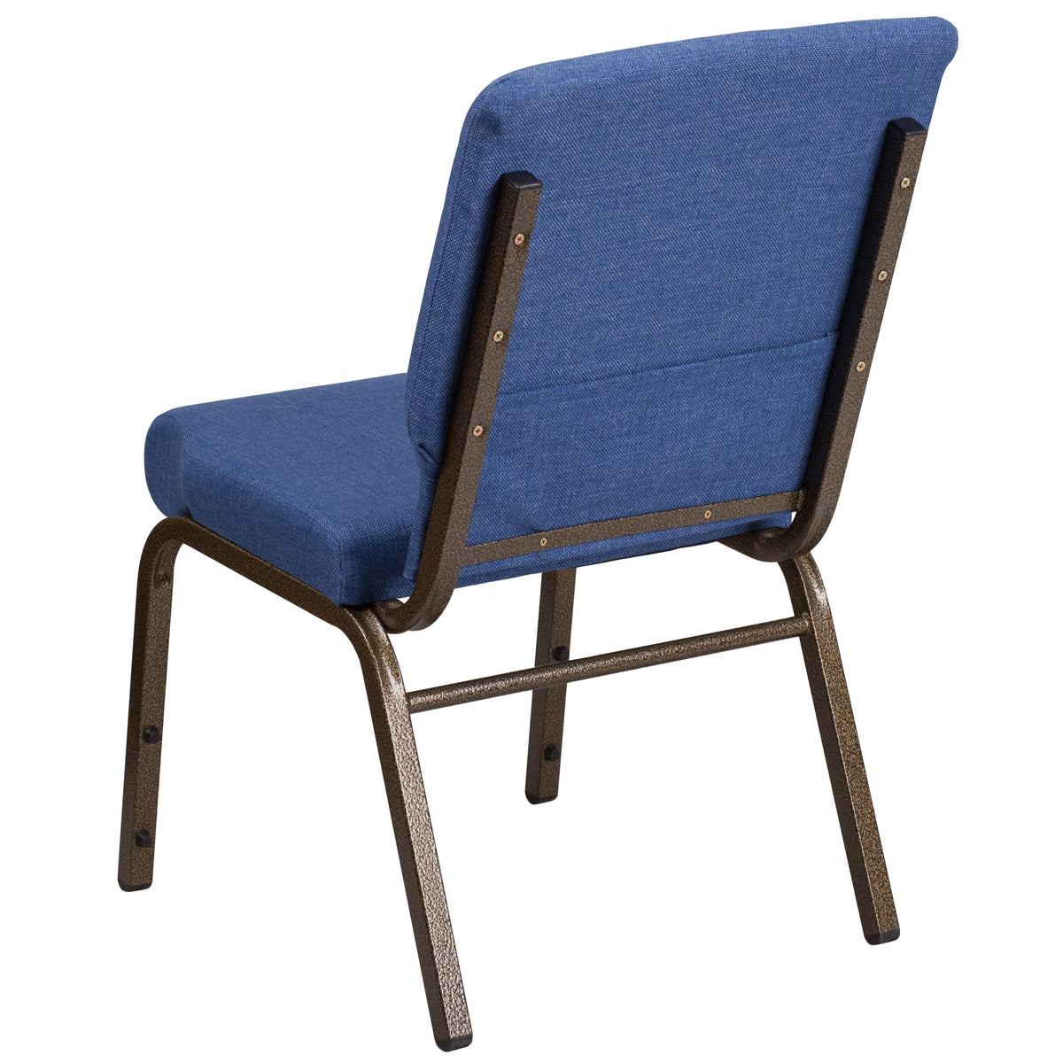 Blue Fabric/Gold Vein Frame |#| 18.5inchW Stacking Church Chair in Blue Fabric - Gold Vein Frame