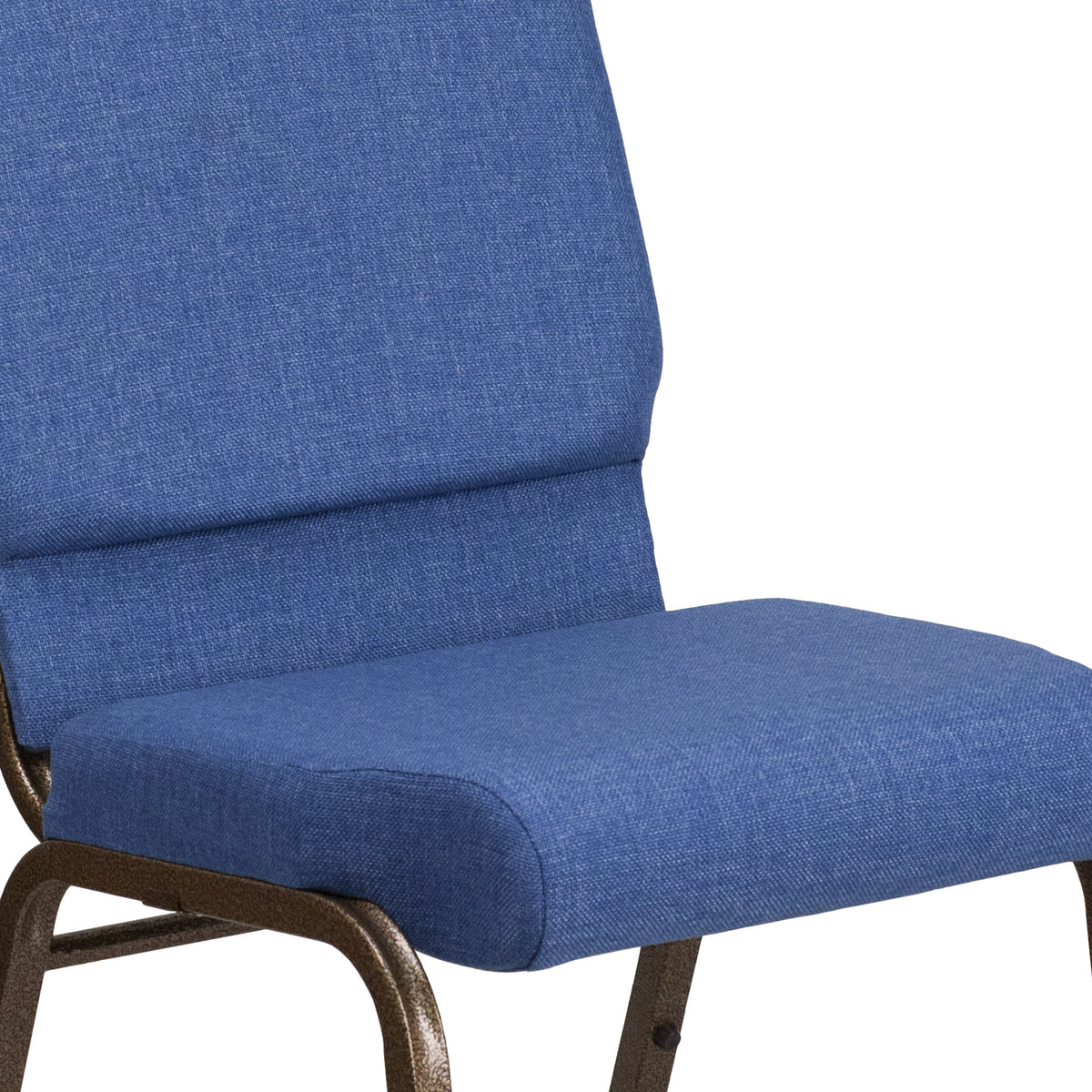 Blue Fabric/Gold Vein Frame |#| 18.5inchW Stacking Church Chair in Blue Fabric - Gold Vein Frame
