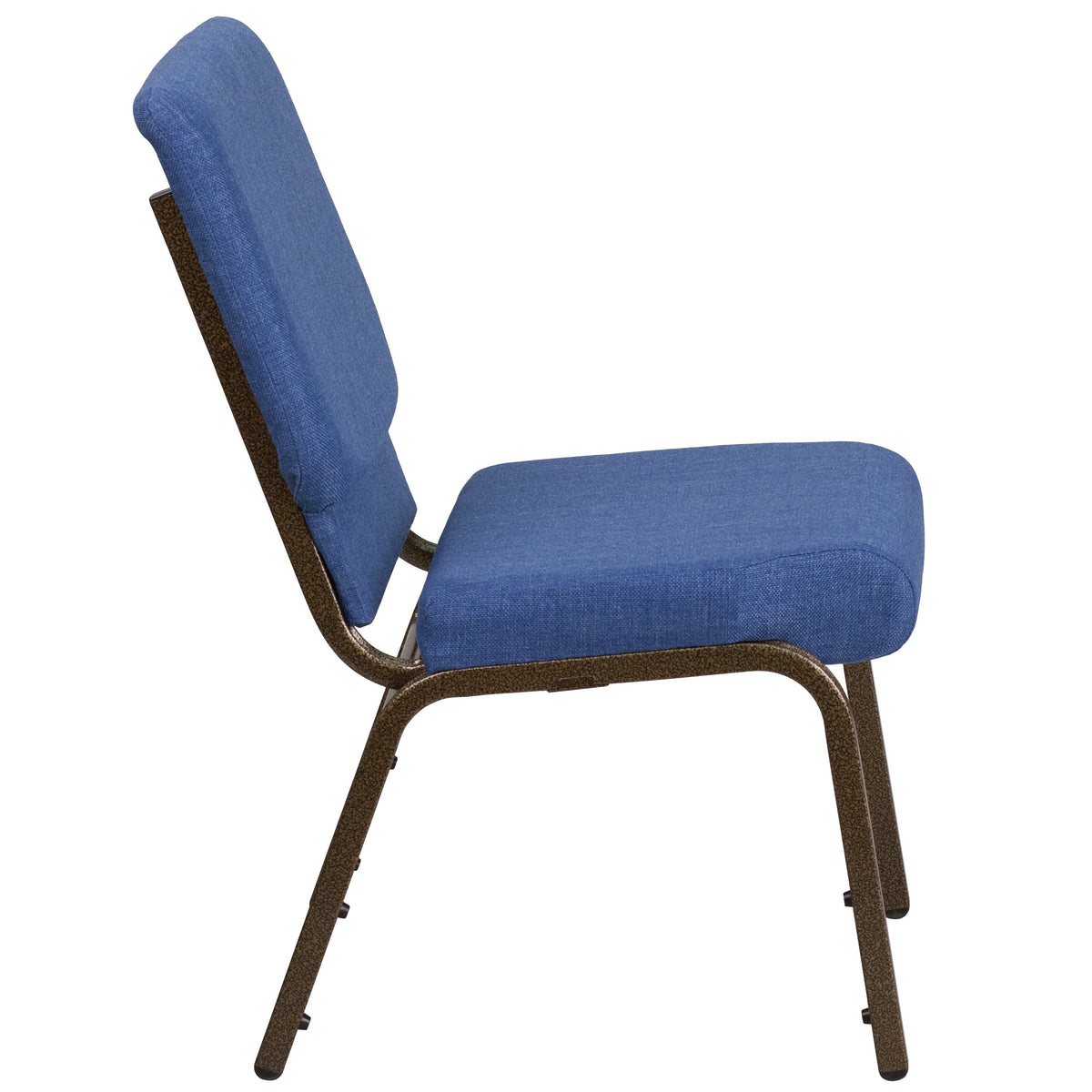 Blue Fabric/Gold Vein Frame |#| 18.5inchW Stacking Church Chair in Blue Fabric - Gold Vein Frame