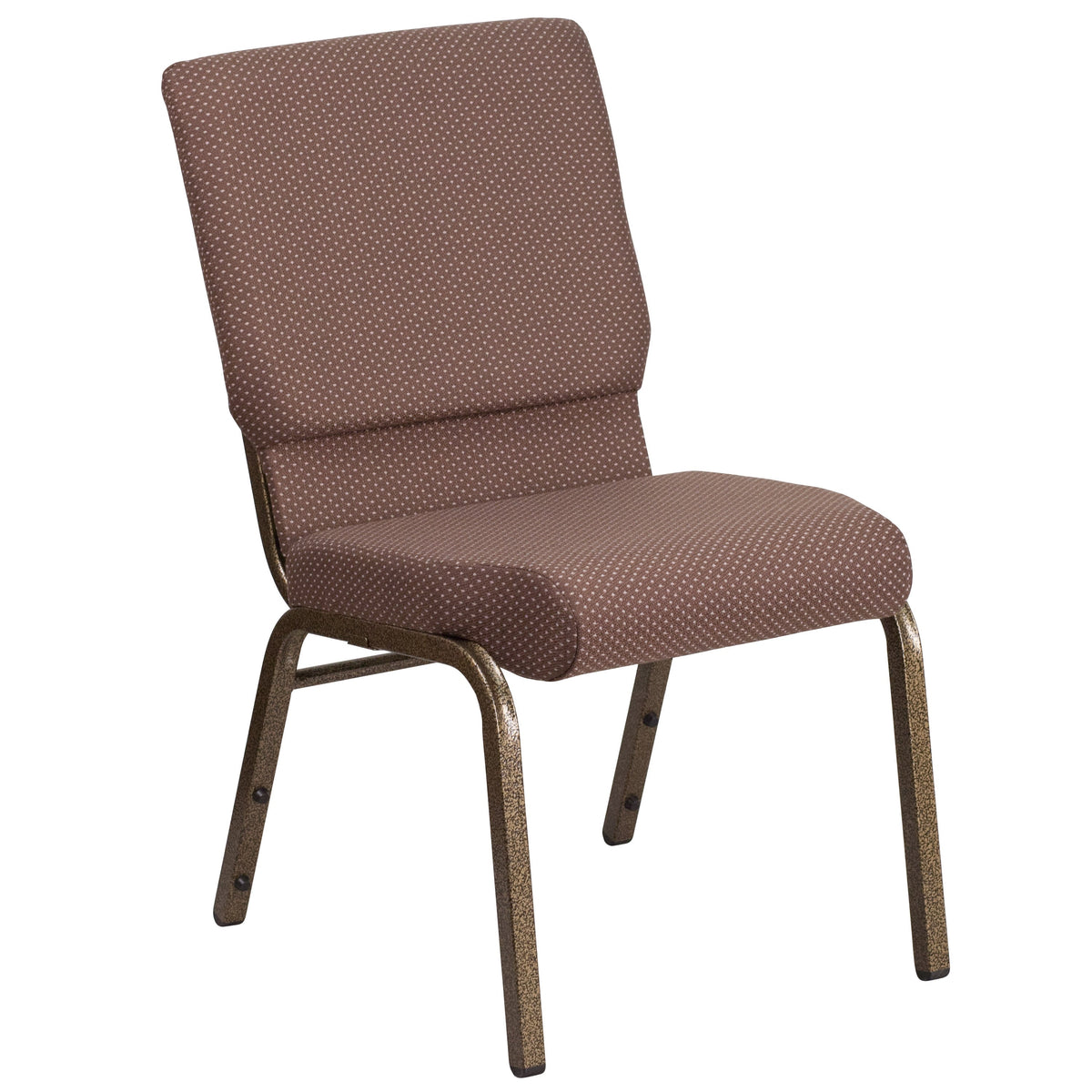 Brown Dot Fabric/Gold Vein Frame |#| 18.5inchW Stacking Church Chair in Brown Dot Fabric - Gold Vein Frame