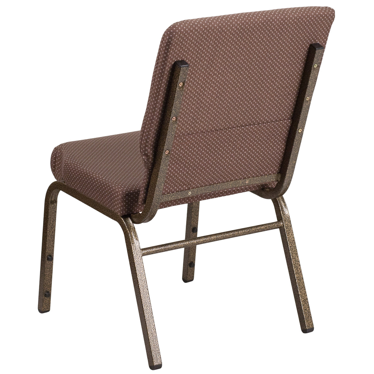 Brown Dot Fabric/Gold Vein Frame |#| 18.5inchW Stacking Church Chair in Brown Dot Fabric - Gold Vein Frame