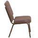 Brown Dot Fabric/Gold Vein Frame |#| 18.5inchW Stacking Church Chair in Brown Dot Fabric - Gold Vein Frame