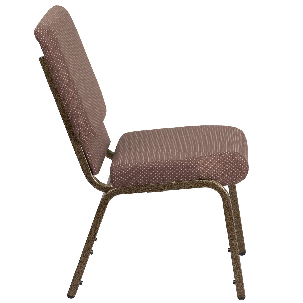 Brown Dot Fabric/Gold Vein Frame |#| 18.5inchW Stacking Church Chair in Brown Dot Fabric - Gold Vein Frame