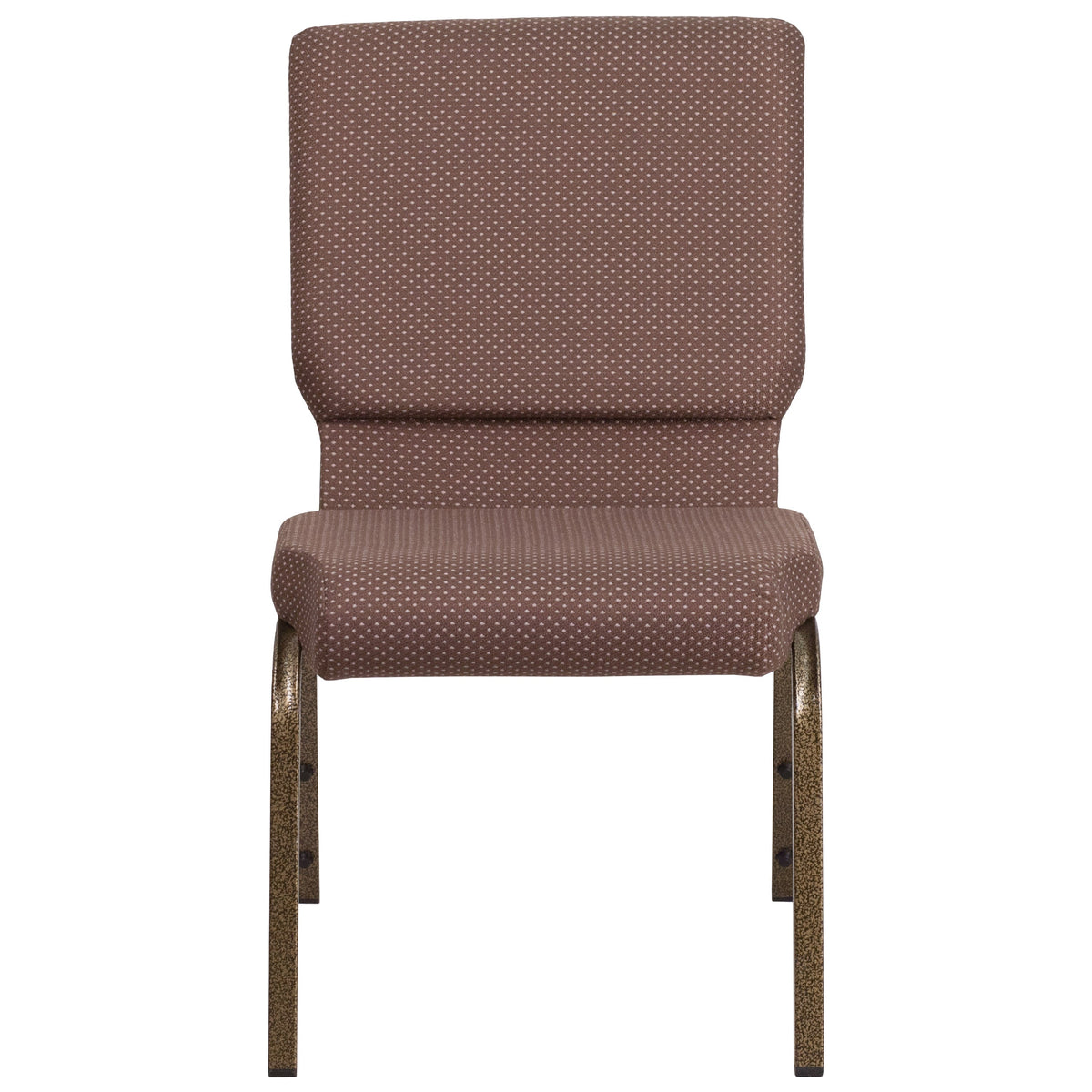 Brown Dot Fabric/Gold Vein Frame |#| 18.5inchW Stacking Church Chair in Brown Dot Fabric - Gold Vein Frame