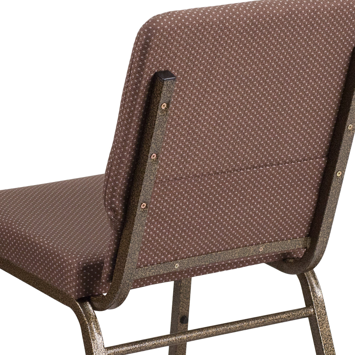 Brown Dot Fabric/Gold Vein Frame |#| 18.5inchW Stacking Church Chair in Brown Dot Fabric - Gold Vein Frame