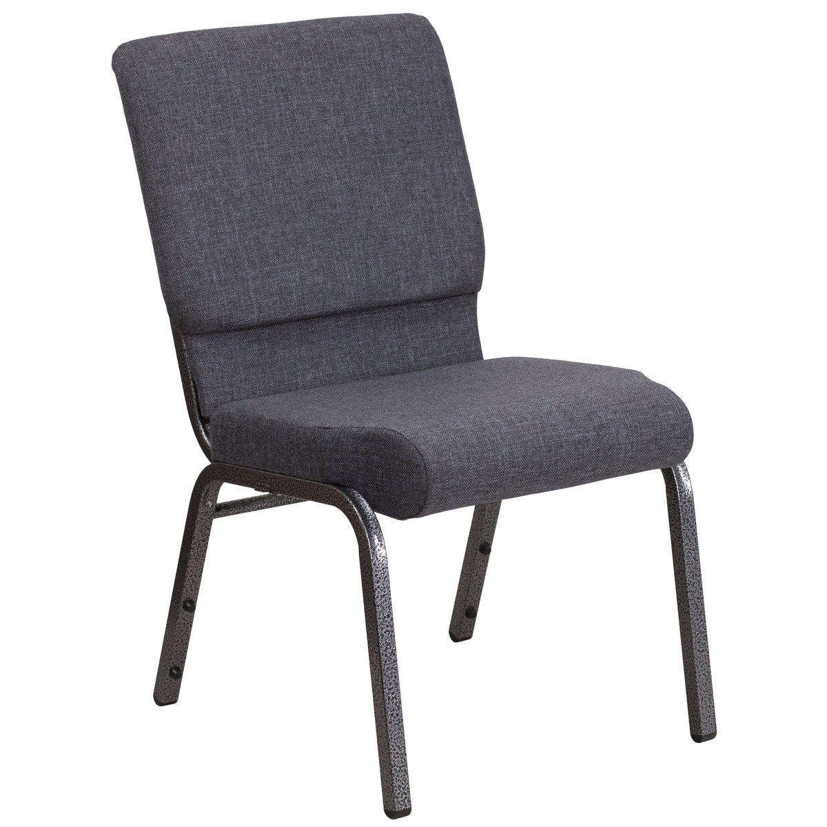Dark Gray Fabric/Silver Vein Frame |#| 18.5inchW Stacking Church Chair in Dark Gray Fabric - Silver Vein Frame