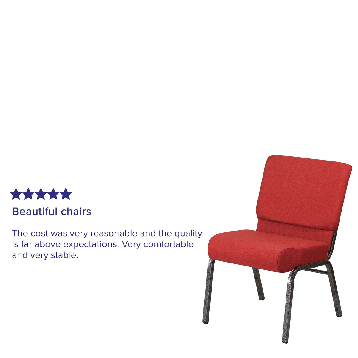 Red Fabric/Silver Vein Frame |#| 18.5inchW Stacking Church Chair in Red Fabric - Silver Vein Frame