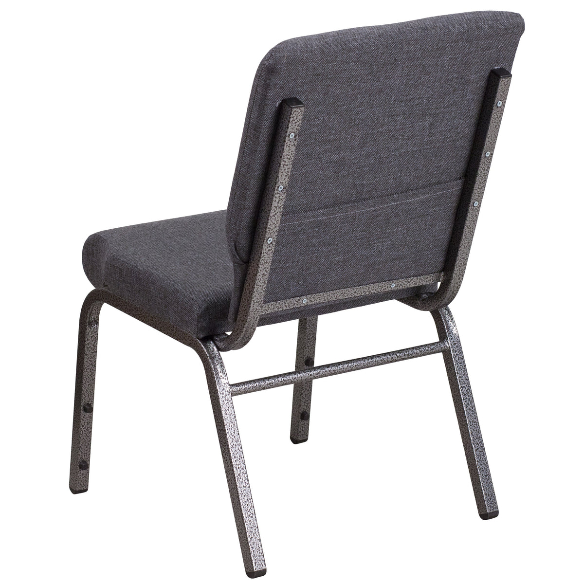 Dark Gray Fabric/Silver Vein Frame |#| 18.5inchW Stacking Church Chair in Dark Gray Fabric - Silver Vein Frame
