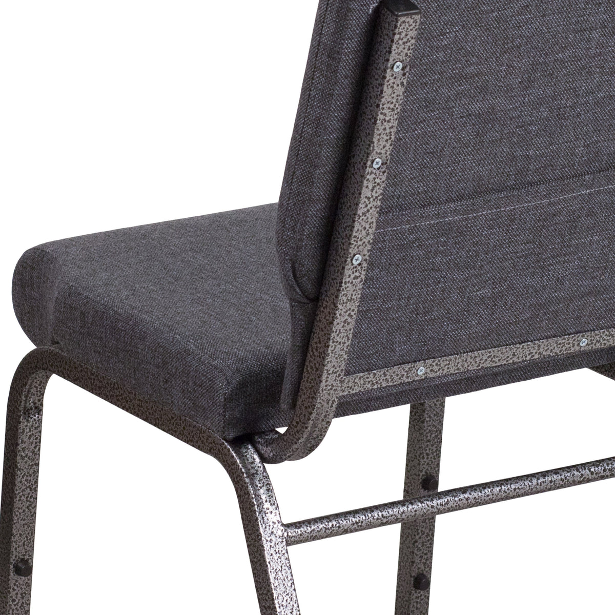 Dark Gray Fabric/Silver Vein Frame |#| 18.5inchW Stacking Church Chair in Dark Gray Fabric - Silver Vein Frame