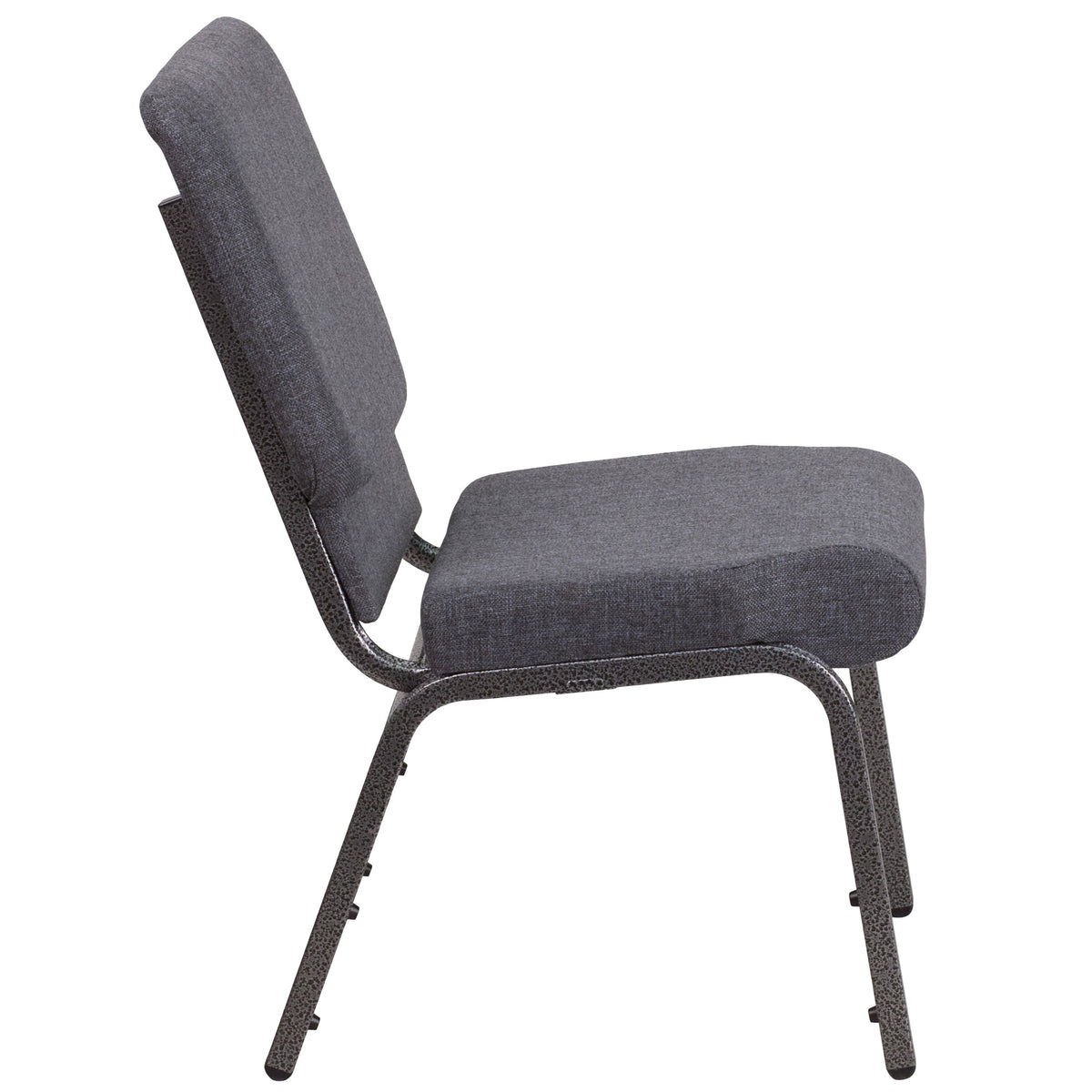 Dark Gray Fabric/Silver Vein Frame |#| 18.5inchW Stacking Church Chair in Dark Gray Fabric - Silver Vein Frame