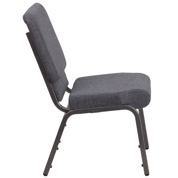 Dark Gray Fabric/Silver Vein Frame |#| 18.5inchW Stacking Church Chair in Dark Gray Fabric - Silver Vein Frame