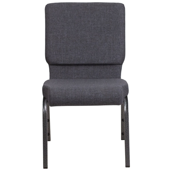 Dark Gray Fabric/Silver Vein Frame |#| 18.5inchW Stacking Church Chair in Dark Gray Fabric - Silver Vein Frame