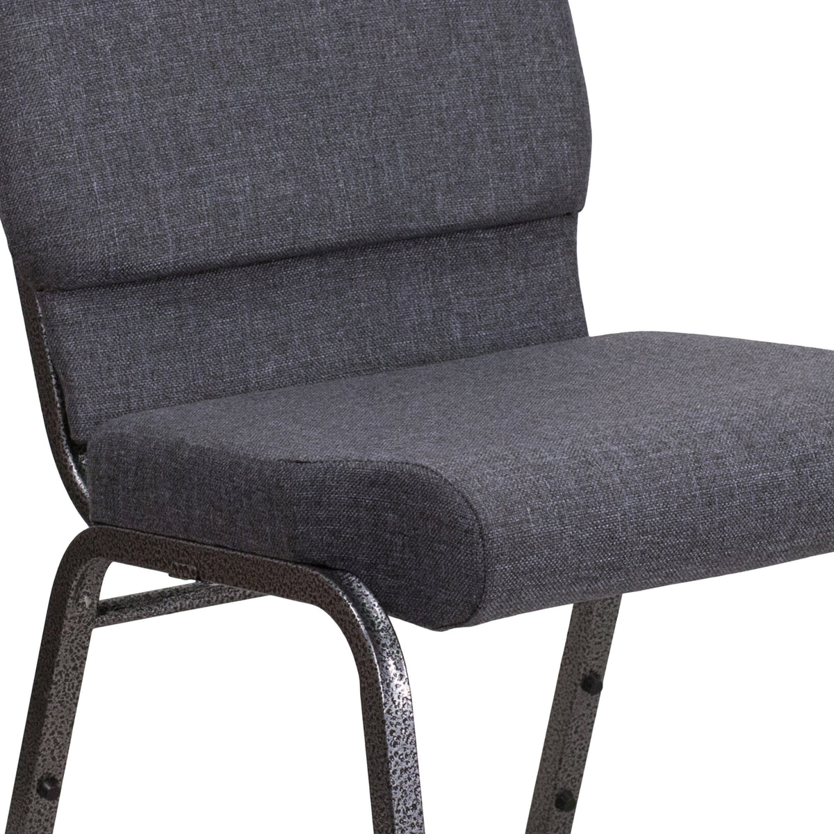 Dark Gray Fabric/Silver Vein Frame |#| 18.5inchW Stacking Church Chair in Dark Gray Fabric - Silver Vein Frame