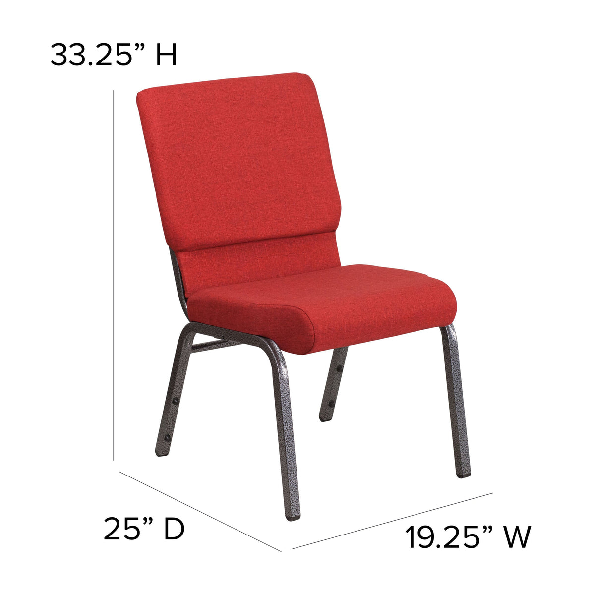 Red Fabric/Silver Vein Frame |#| 18.5inchW Stacking Church Chair in Red Fabric - Silver Vein Frame