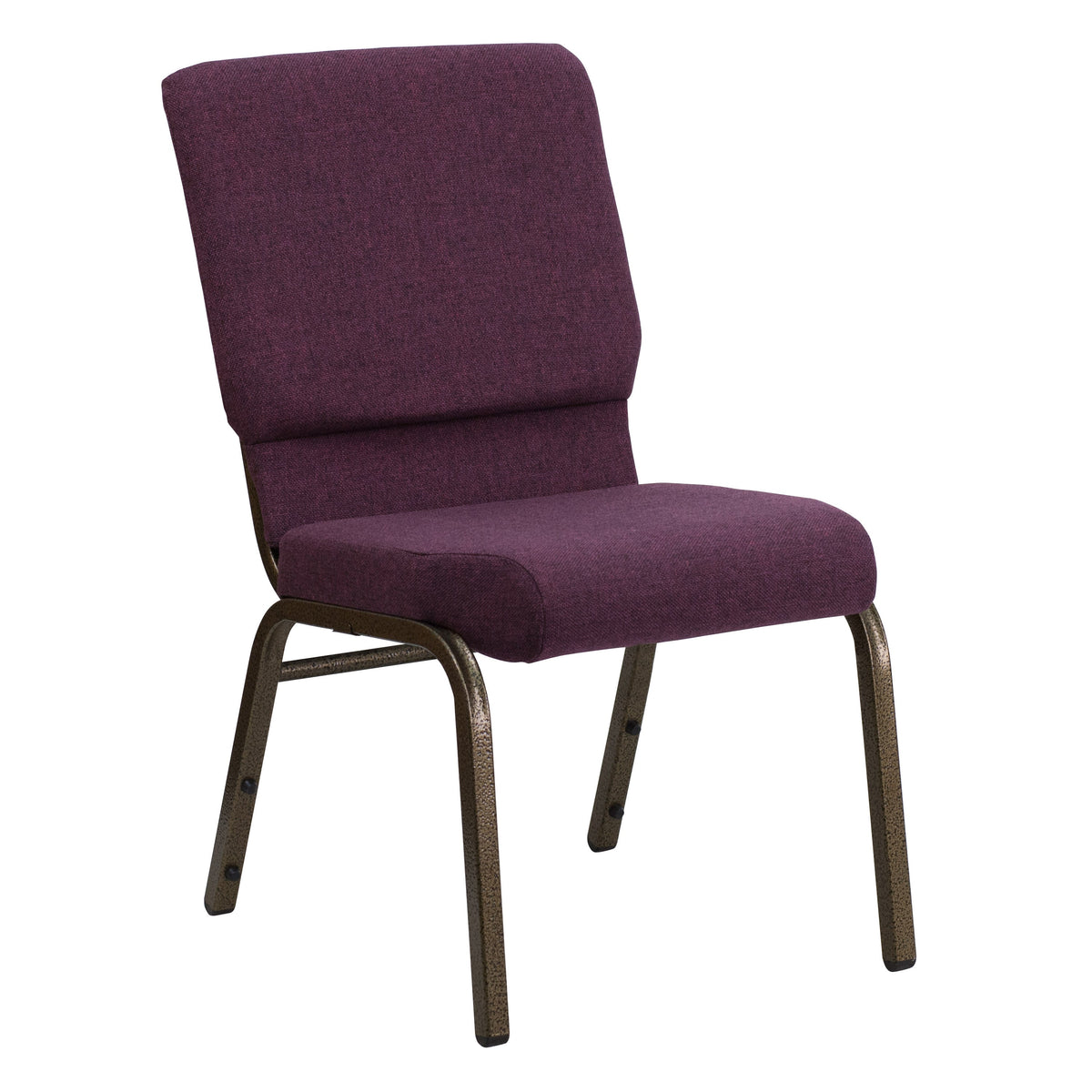 Plum Fabric/Gold Vein Frame |#| 18.5inchW Stacking Church Chair in Plum Fabric - Gold Vein Frame