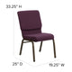 Plum Fabric/Gold Vein Frame |#| 18.5inchW Stacking Church Chair in Plum Fabric - Gold Vein Frame