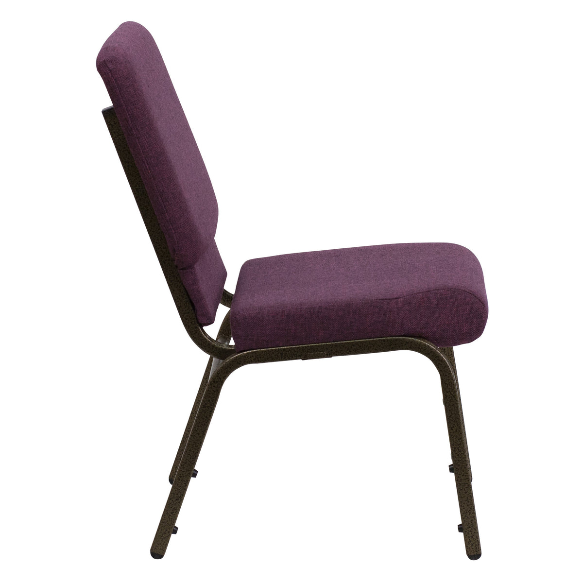 Plum Fabric/Gold Vein Frame |#| 18.5inchW Stacking Church Chair in Plum Fabric - Gold Vein Frame