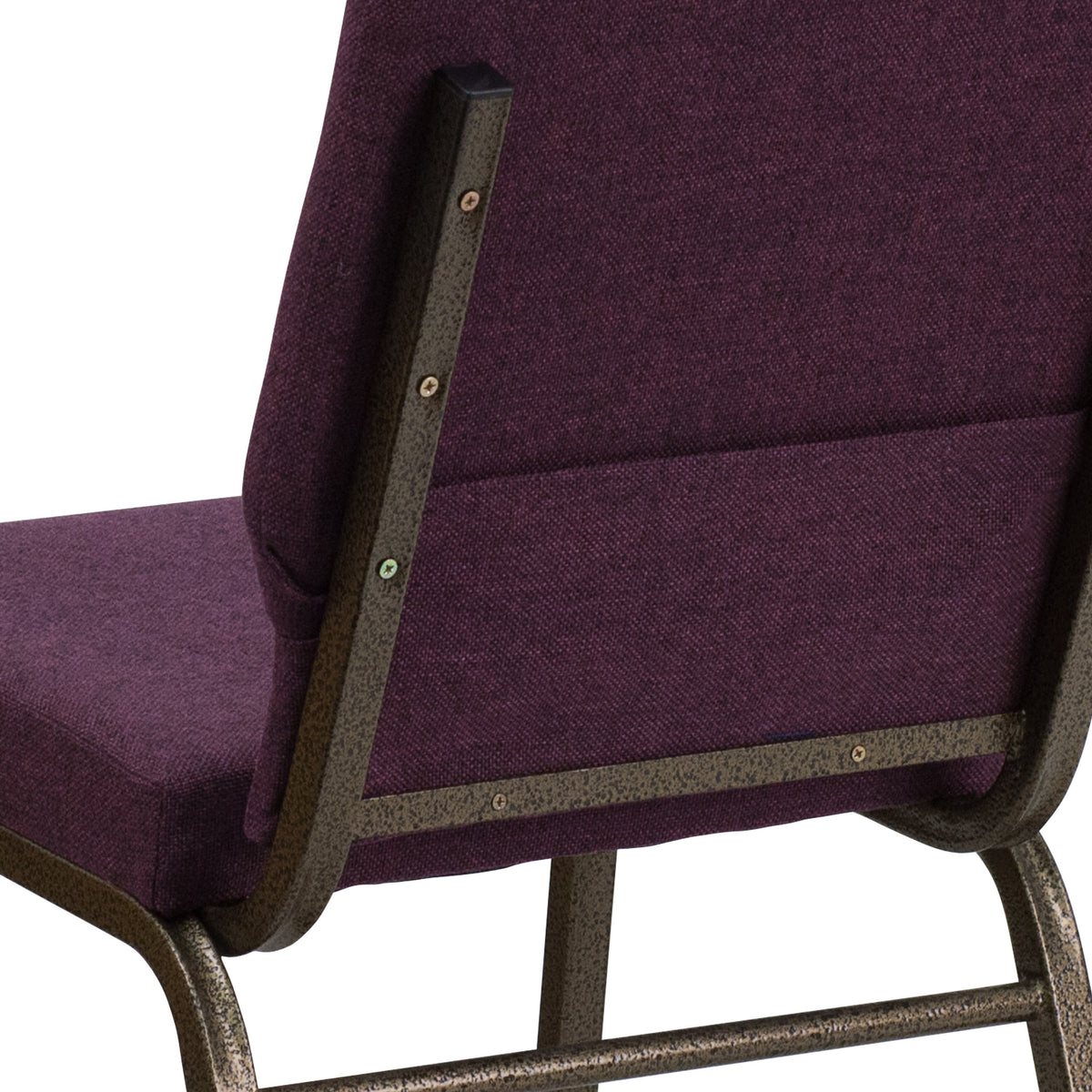 Plum Fabric/Gold Vein Frame |#| 18.5inchW Stacking Church Chair in Plum Fabric - Gold Vein Frame