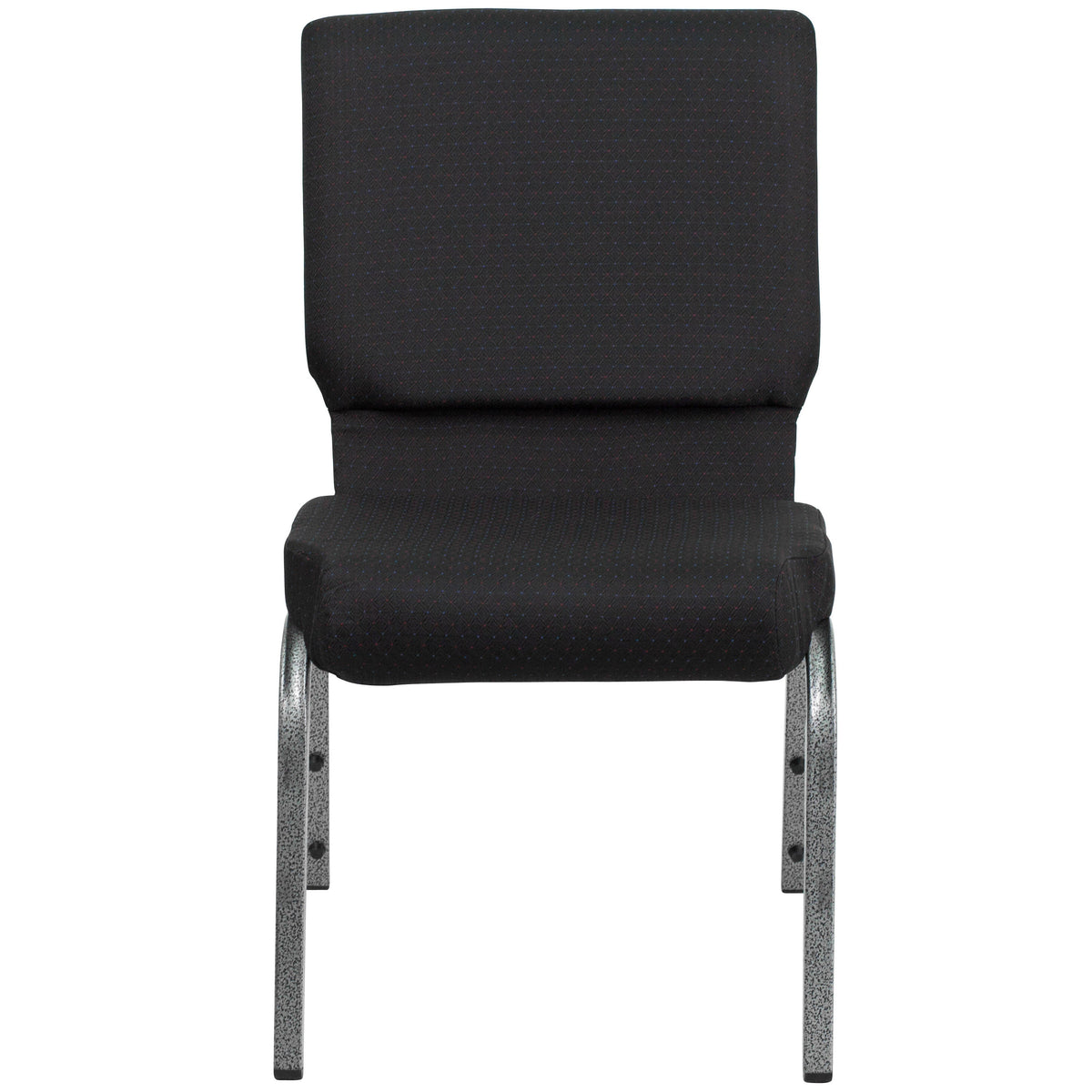 Black Patterned Fabric/Silver Vein Frame |#| 18.5inchW Stacking Church Chair in Black Patterned Fabric - Silver Vein Frame