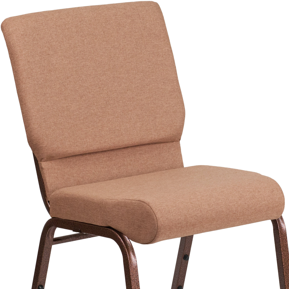 Caramel Fabric/Copper Vein Frame |#| 18.5inchW Stacking Church Chair in Caramel Fabric - Copper Vein Frame