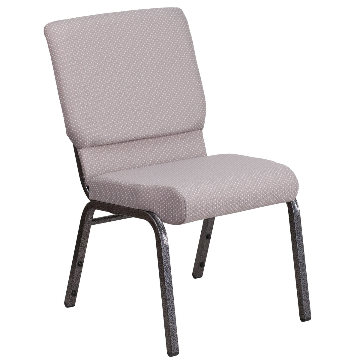 Gray Dot Fabric/Silver Vein Frame |#| 18.5inchW Stacking Church Chair in Gray Dot Fabric - Silver Vein Frame