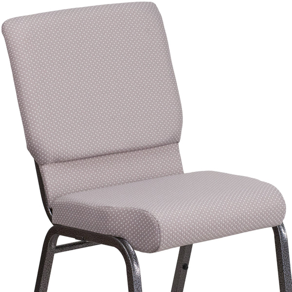 Gray Dot Fabric/Silver Vein Frame |#| 18.5inchW Stacking Church Chair in Gray Dot Fabric - Silver Vein Frame