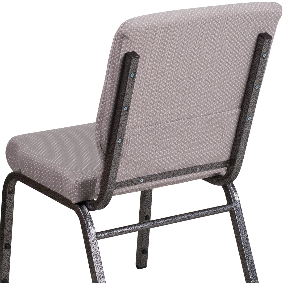 Gray Dot Fabric/Silver Vein Frame |#| 18.5inchW Stacking Church Chair in Gray Dot Fabric - Silver Vein Frame