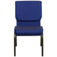 Navy Blue Patterned Fabric/Gold Vein Frame |#| 18.5inchW Stacking Church Chair in Navy Blue Patterned Fabric - Gold Vein Frame